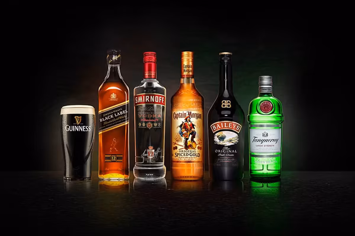 Alcuni dei più celebri marchi del gruppo britannico Diageo