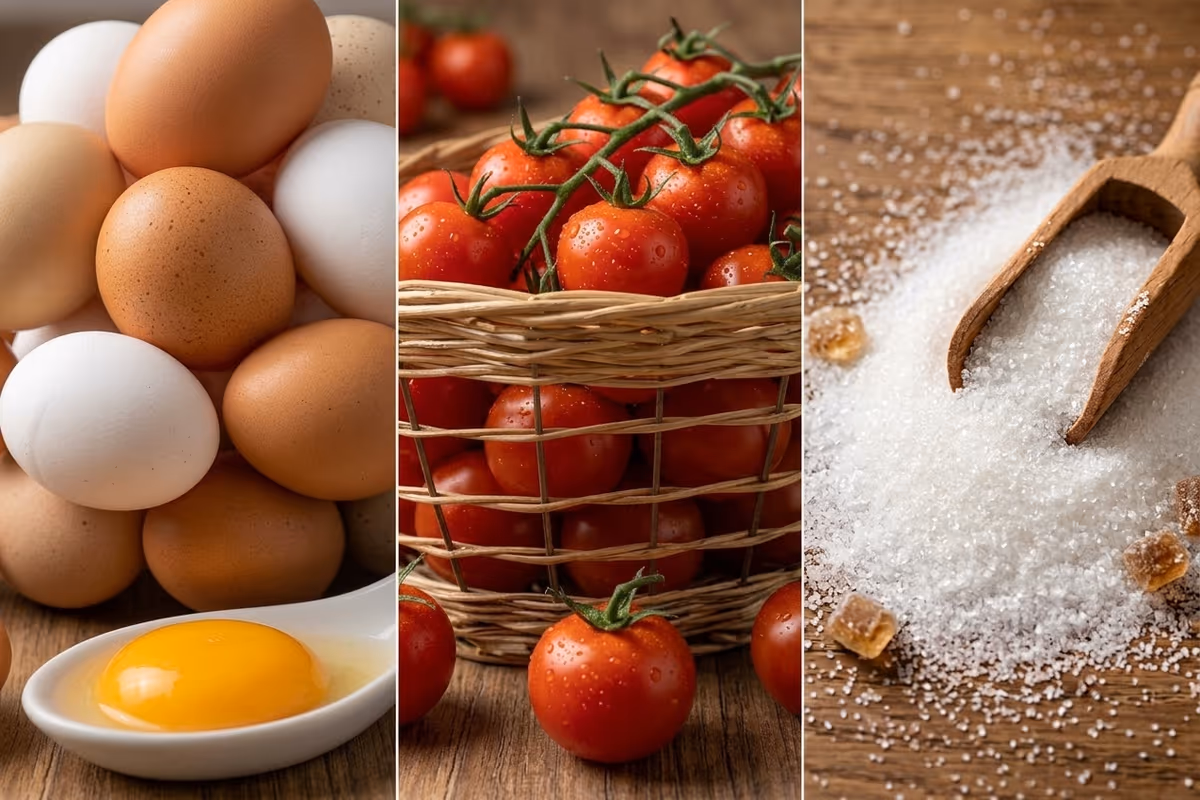 Uova e pomodori costano meno, ma lo zucchero potrebbe tornare ad aumentare