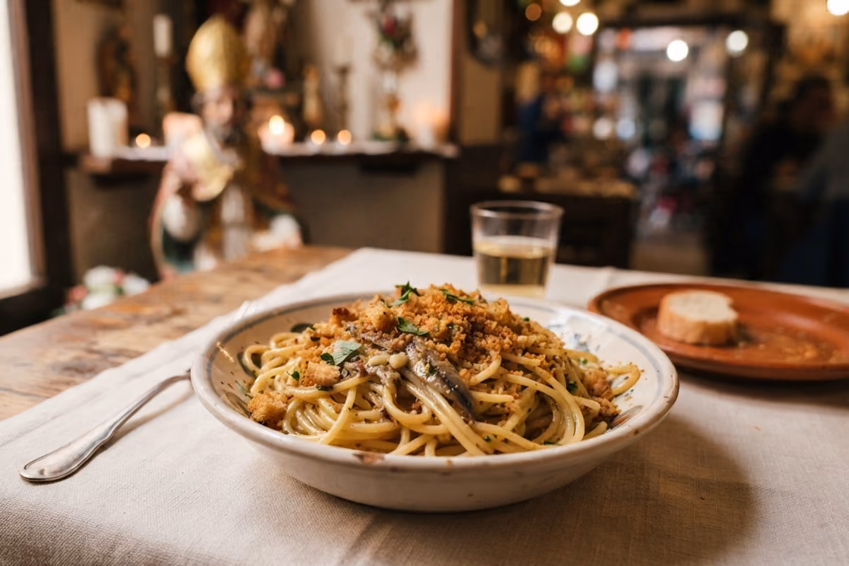 San Gennaro si siede anche a tavola: dagli spaghetti di Totò al dolce dei poveri